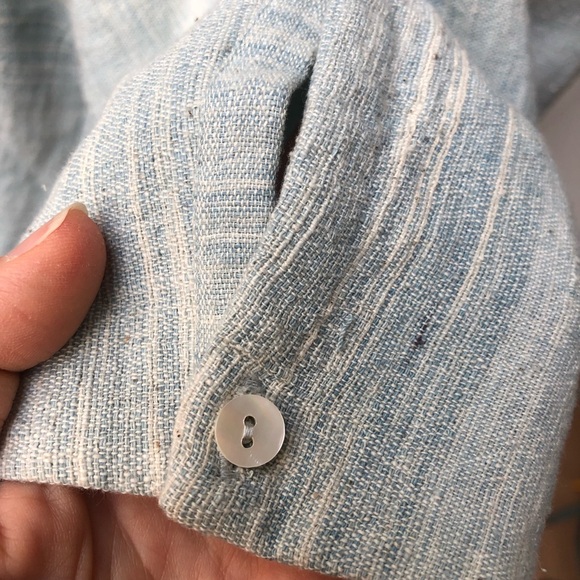 11.11 eleven eleven button up shirt, Hand spun, hand woven, natural indigo dye S - Picture 3 of 13
